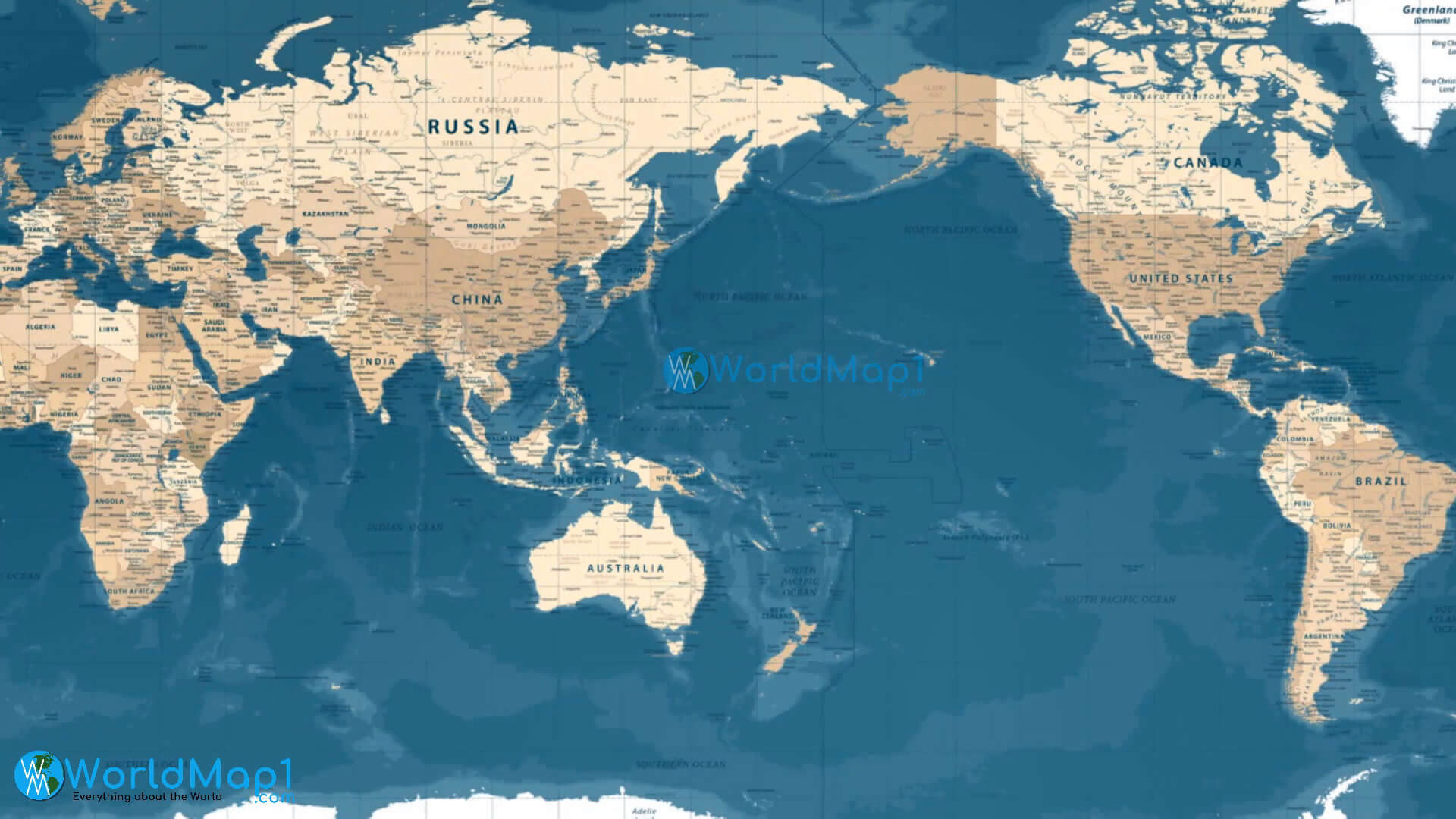 Weltkarte mit Pazifischem Ozean